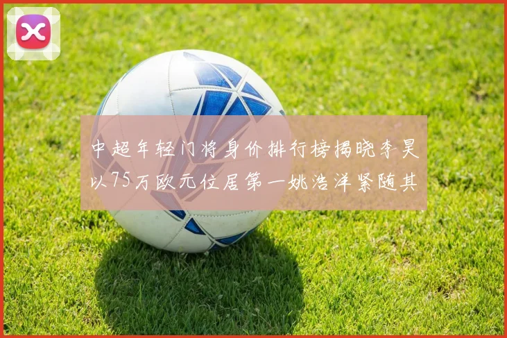 中超年轻门将身价排行榜揭晓李昊以75万欧元位居第一姚浩洋紧随其后